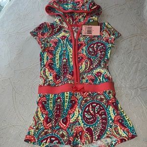 Girls size 6 juicy couture cute shorts romper w hood Terry beach swim cover up